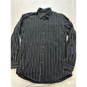 Scott Barber Shirt Men's Medium Long Sleeve Black striped